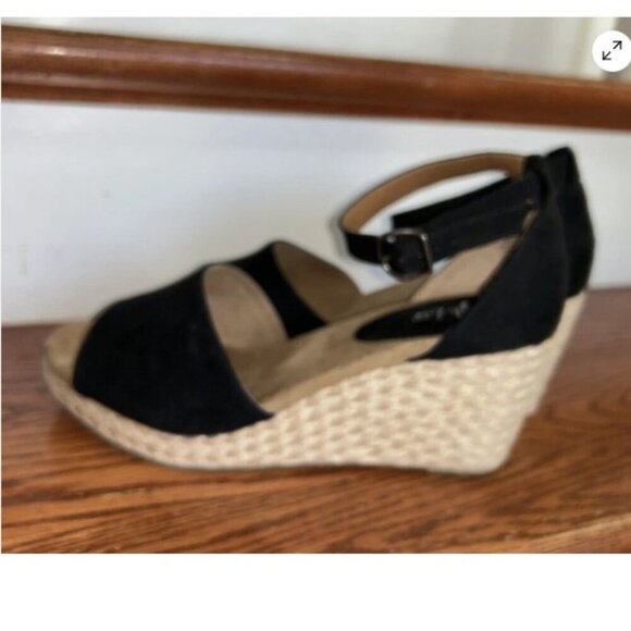 Womens Black Wedge Sandals Size 10.5M Seleeney Style & Co. 3" Espadrille Heel - Picture 3 of 16